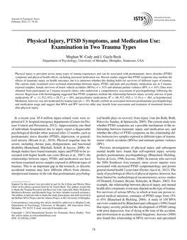 Physical Injury, PTSD Symptoms, and Medication Use: Examination in Two Trauma Types