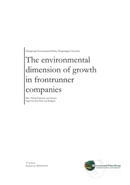 The Environmental Dimension of Growth in Frontrunner Companies