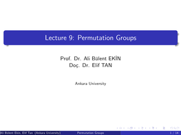 Lecture 9: Permutation Groups