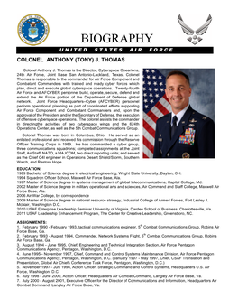 Biography United States Air Force