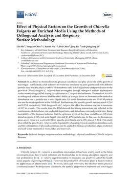 Effect of Physical Factors on the Growth of Chlorella Vulgaris On