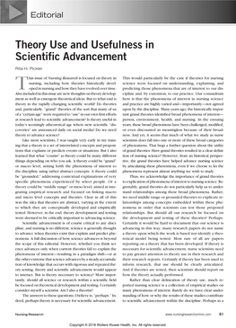 Theory Use and Usefulness in Scientific Advancement