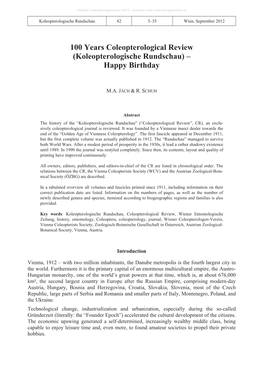100 Years Coleopterological Review (Koleopterologische Rundschau) – Happy Birthday