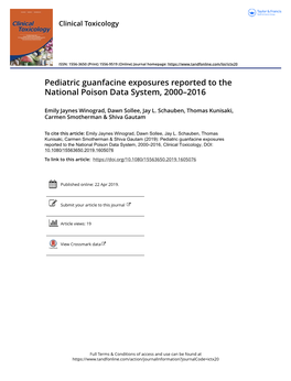 Pediatric Guanfacine Exposures Reported to the National Poison Data System, 2000–2016