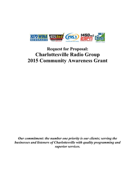Request for Proposal: Charlottesville Radio Group 2015 Community Awareness Grant