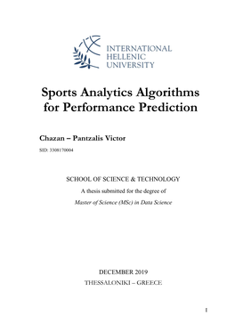 Sports Analytics Algorithms for Performance Prediction