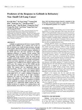 Predictors of the Response to Gefitinib in Refractory Non–Small Cell Lung Cancer