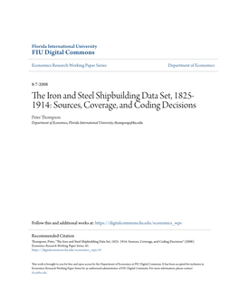The Iron and Steel Shipbuilding Data Set, 1825- 1914: Sources, Coverage, and Coding Decisions