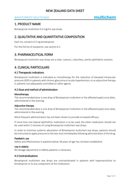 New Zealand Data Sheet 1. Product Name 2. Qualitative