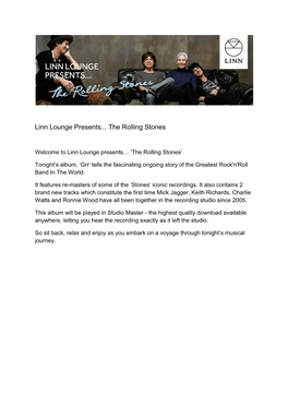Linn Lounge Presents... the Rolling Stones