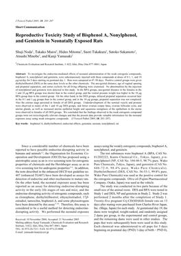 Reproductive Toxicity Study of Bisphenol A, Nonylphenol, and Genistein in Neonatally Exposed Rats