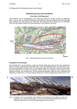 Höhlenforschung in Den Churfirsten Hans Stünzi, AGS-Regensdorf Die Churfirsten Sind Ein Kreidegebirge in Der Ostschweiz (Kanton St