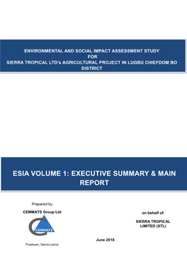 Esia Volume 1: Executive Summary & Main Report