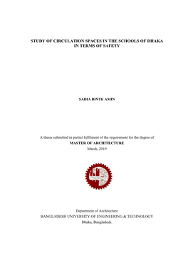 Study of Circulation Spaces in the Schools of Dhaka in Terms of Safety