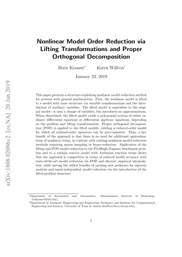 Nonlinear Model Order Reduction Via Lifting Transformations and Proper Orthogonal Decomposition