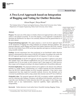 A Two-Level Approach Based on Integration of Bagging and Voting for Outlier Detection