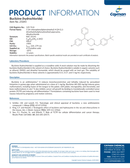 PRODUCT INFORMATION Buclizine (Hydrochloride) Item No