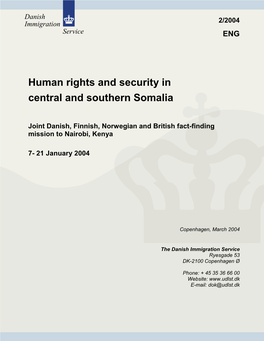Human Rights and Security in Central and Southern Somalia