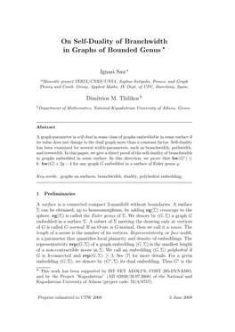 On Self-Duality of Branchwidth in Graphs of Bounded Genus ⋆