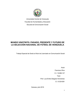 Mundo Vinotinto: Pasado, Presente Y Futuro De La Selección Nacional De Fútbol De Venezuela