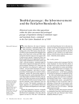 The Labor Movement and the Fair Labor Standards Act