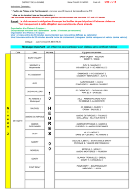 Phase 2 Calendrier Foot À 8 U10-U11 Niveau 2