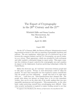 The Export of Cryptography in the 20 Century and the 21
