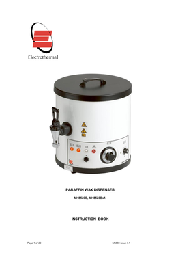 Paraffin Wax Dispenser Instruction Book