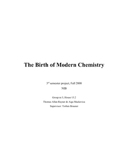 The Birth of Modern Chemistry