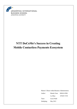NTT Docomo's Success in Creating Mobile Contactless Payments Ecosystem
