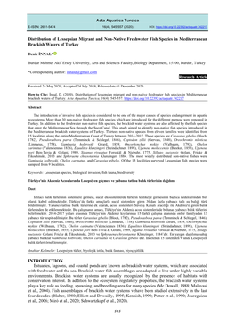 545 Distribution of Lessepsian Migrant and Non-Native Freshwater Fish