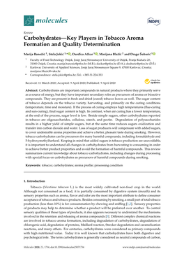 Carbohydrates—Key Players in Tobacco Aroma Formation and Quality Determination