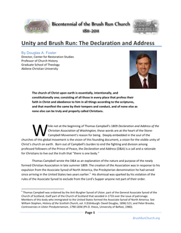 Unity and Brush Run: the Declaration and Address