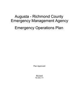 Augusta - Richmond County Emergency Management Agency Emergency Operations Plan