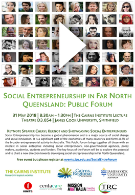 Social Entrepreneurship in Far North Queensland: Public Forum