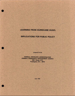Learning from Hurricane Hugo: Implications for Public Policy