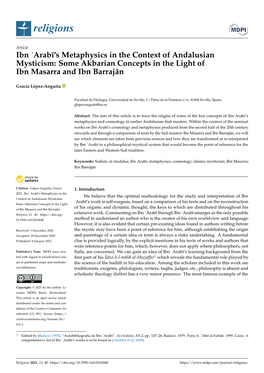 Ibn ʿarabī’S Metaphysics in the Context of Andalusian Mysticism: Some Akbarian Concepts in the Light of Ibn Masarra and Ibn Barrajān