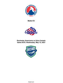 Media Kit Rochester Americans Vs Utica Comets Game #370