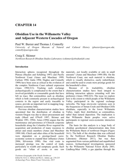 CHAPTER 14 Obsidian Use in the Willamette Valley and Adjacent Western Cascades of Oregon