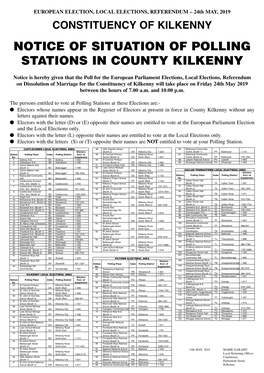 2018 Polling Scheme for County Kilkenny