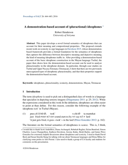 A Demonstration-Based Account of (Pluractional) Ideophones *