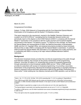 GAO-496R, to Date, DISH Network Is Cooperating with the Court-Appointed Special Master's Examination of Its Compliance with Th