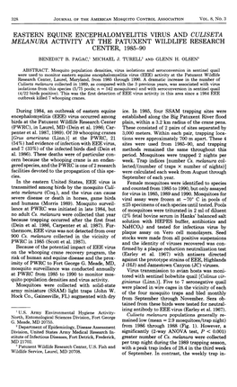 Eastern Equine Encephalomyelitis Virus and Culiseta Melanura Activity at the Patuxent Wildlife Research Center, 1985 90