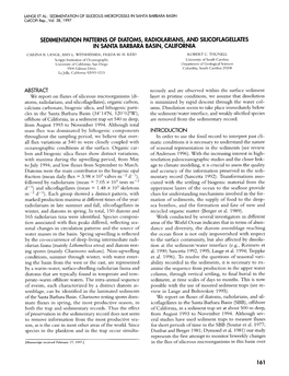 Sedimentation Patterns of Diatoms, Radiolarians, and Silicoflagellates in Santa Barbara Basin, California