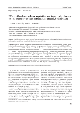 Effects of Land Use-Induced Vegetation and Topography Changes on Soil Chemistry in the Southern Alps (Ticino, Switzerland)