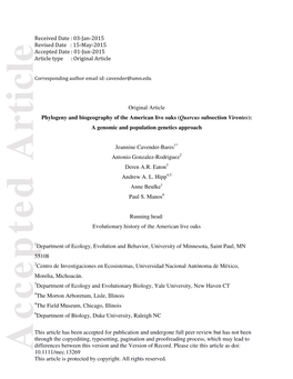 Phylogeny and Biogeography of the American Live Oaks