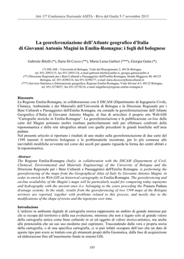 La Georeferenziazione Dell'atlante Geografico D'italia Di Giovanni