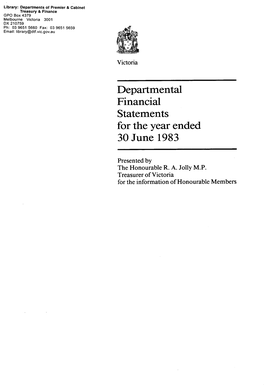 Departmental Financial Statements for the Year Ended 30 June 1983