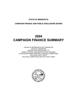 2004 Campaign Finance Summary