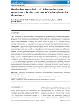 Randomized Controlled Trial of Dexamphetamine Maintenance for the Treatment of Methamphetamine